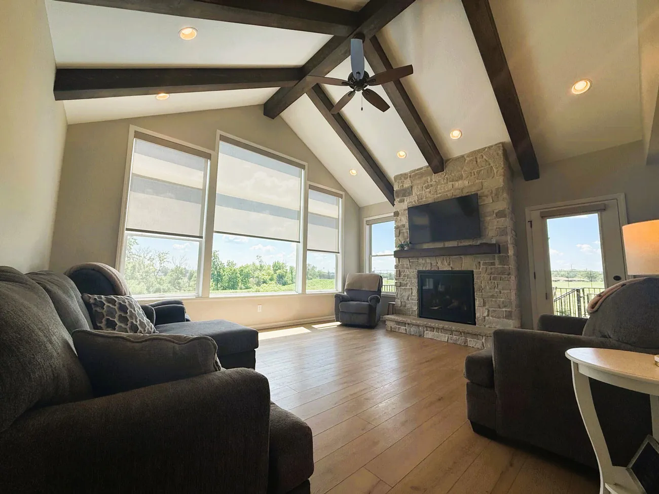 Vaulted living space in a home addition by BN Builders