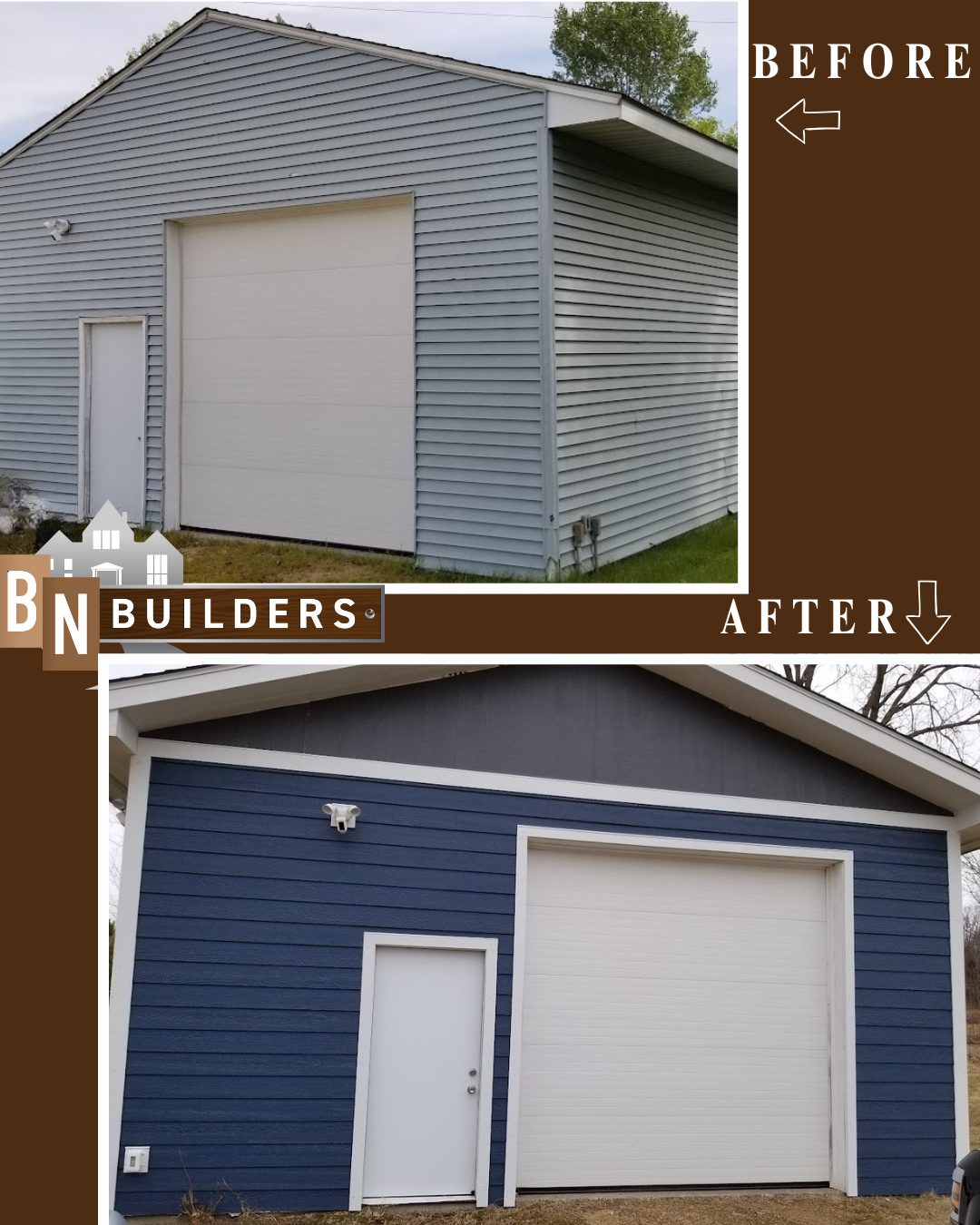 Before and after a garage upgrade, Eagan MN by BN Builders
