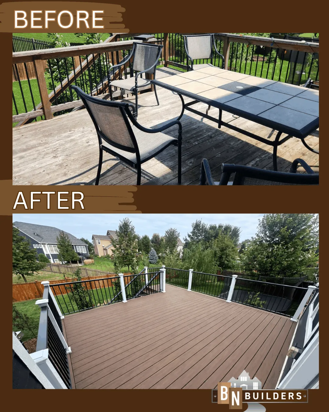 Trex deck before after bloomington MN akin by BN Builders