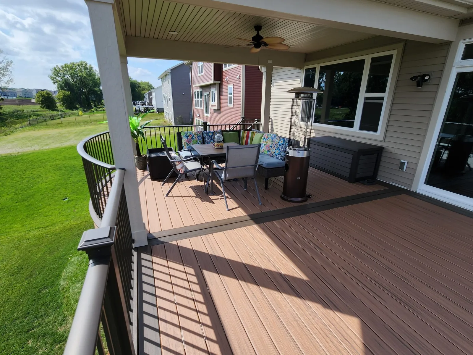 Trex transcends deck covered porch lakeville MN by BN Builders