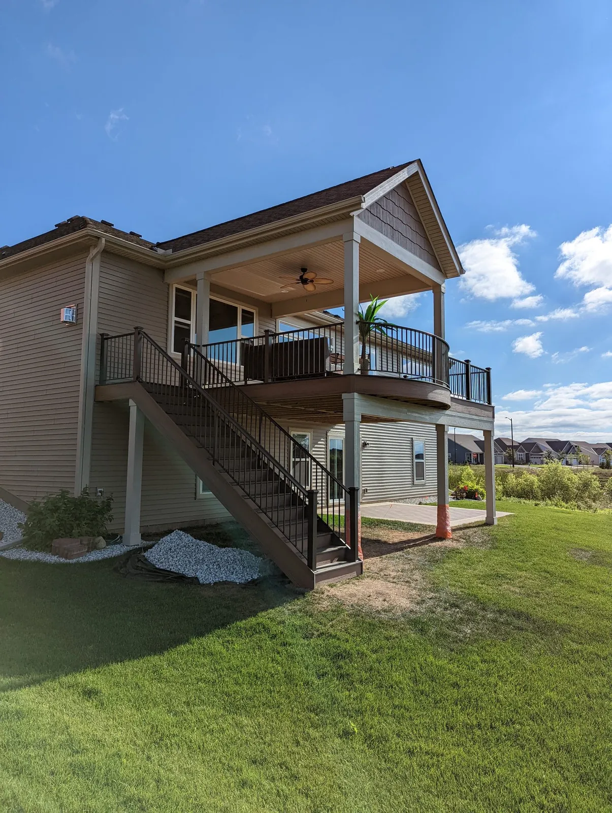 Trex transcends deck covered porch lakeville MN by BN Builders