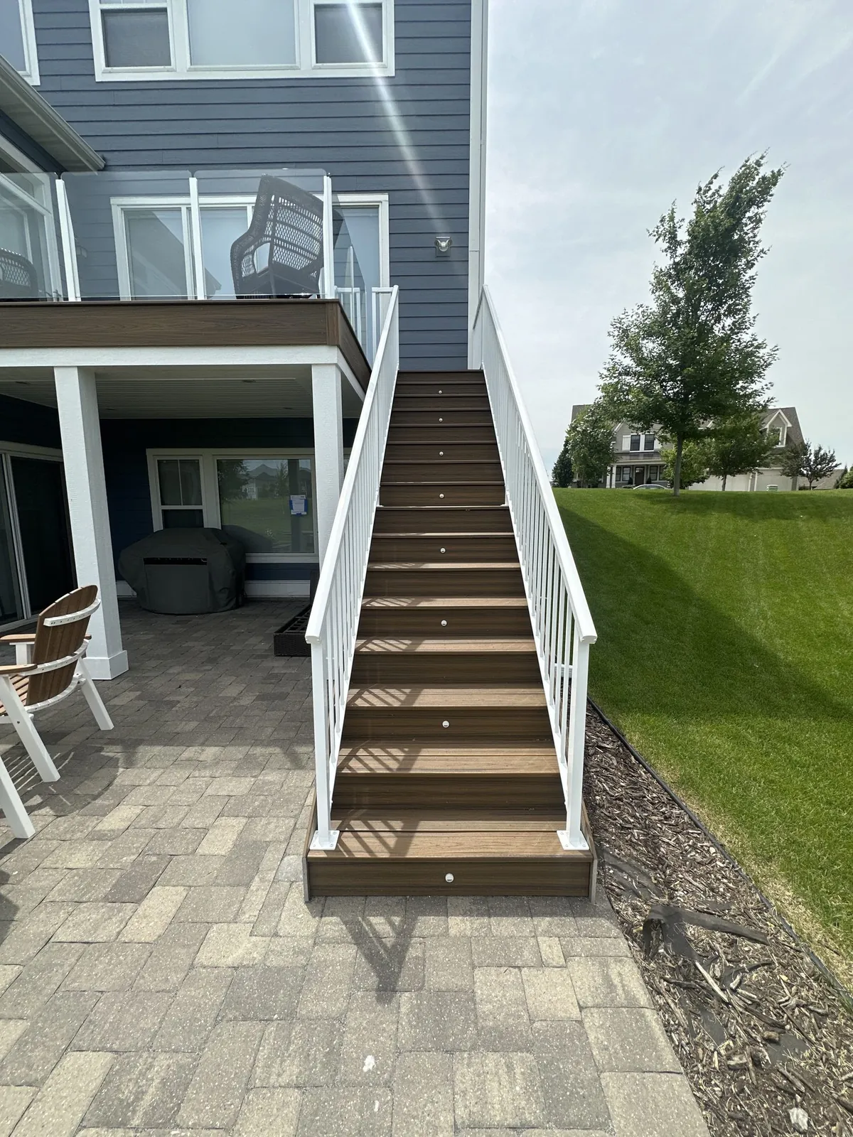 Trex transcends havana gold deck stair lights after lakeville MN by BN Builders